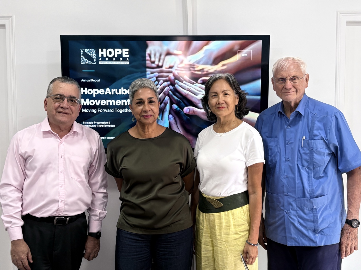 HopeAruba Movement Foundation Board of Directors - left to right: Giovanni Kock, Lisette Malmberg, Foo Moy Chan, Jaap Beaujon