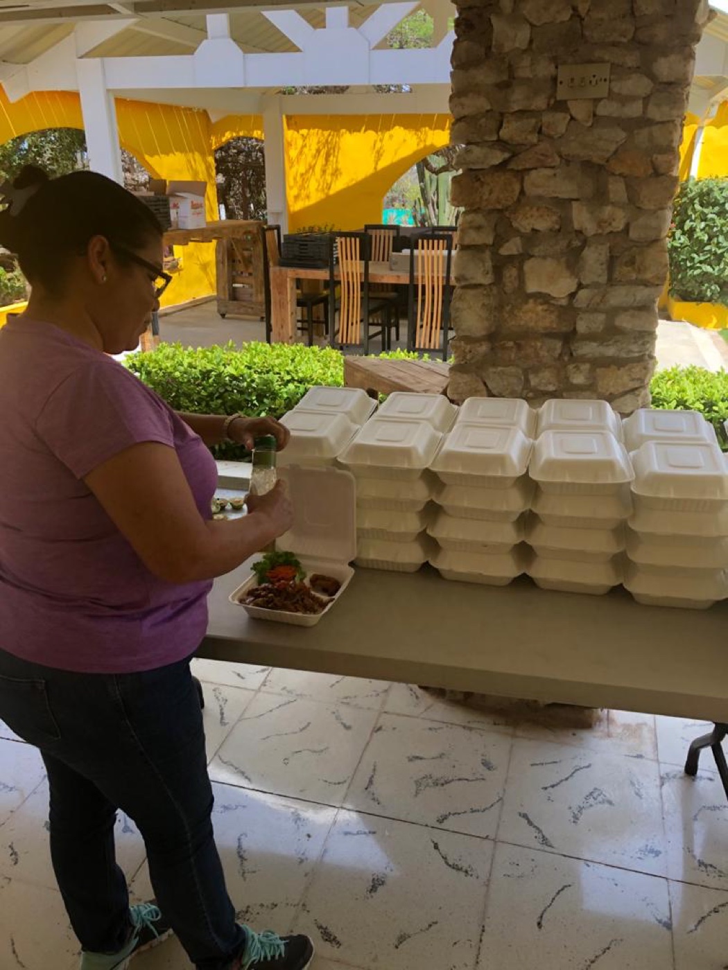 Food prep with Red Cross
