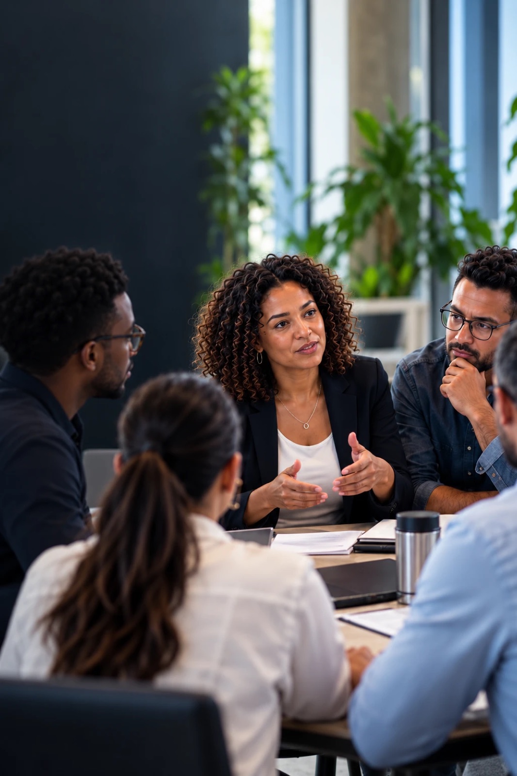 Employers and people managers in discussion around a table